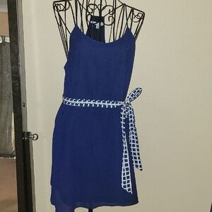 Naked Zebra Royal Blue Mini Dress with Patterned Belt Sz SM $14